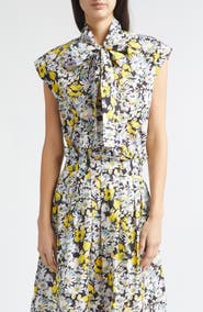 Marni Pop Flowers Print Cotton Bow Top