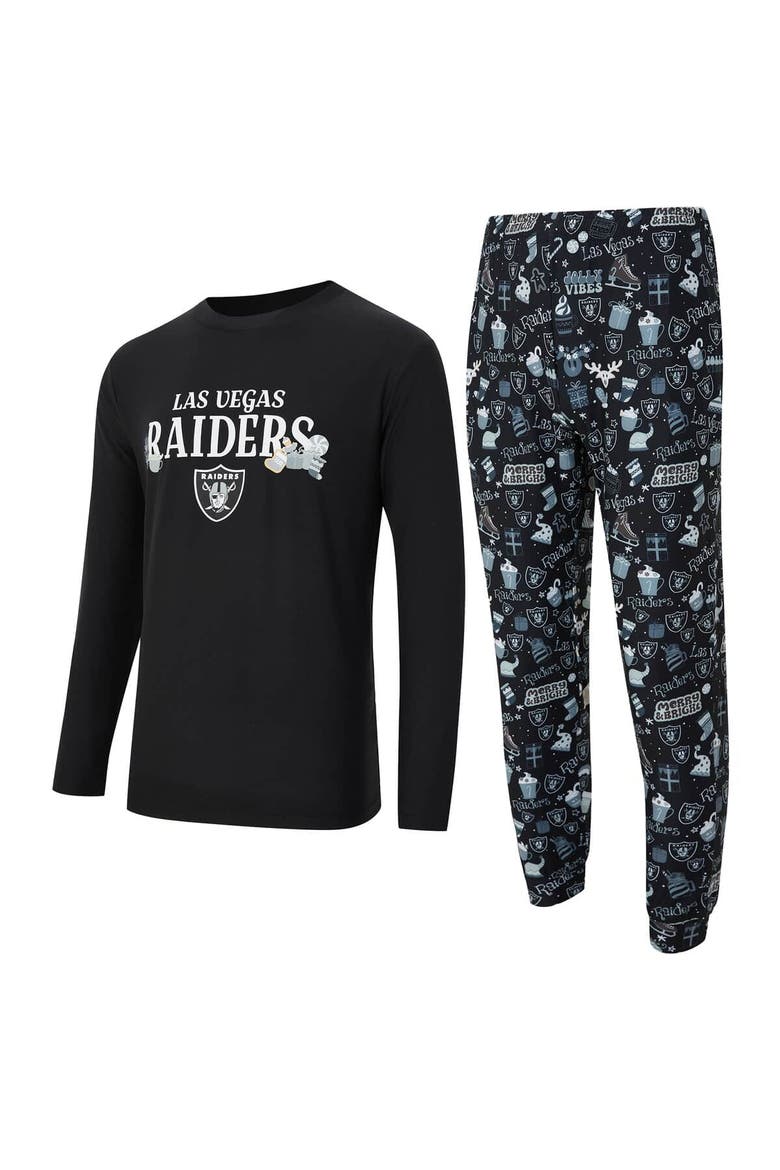 Men's Concepts Sport  Black Las Vegas Raiders Chestnut Long Sleeve Top & Pants Set, Main, color, Black