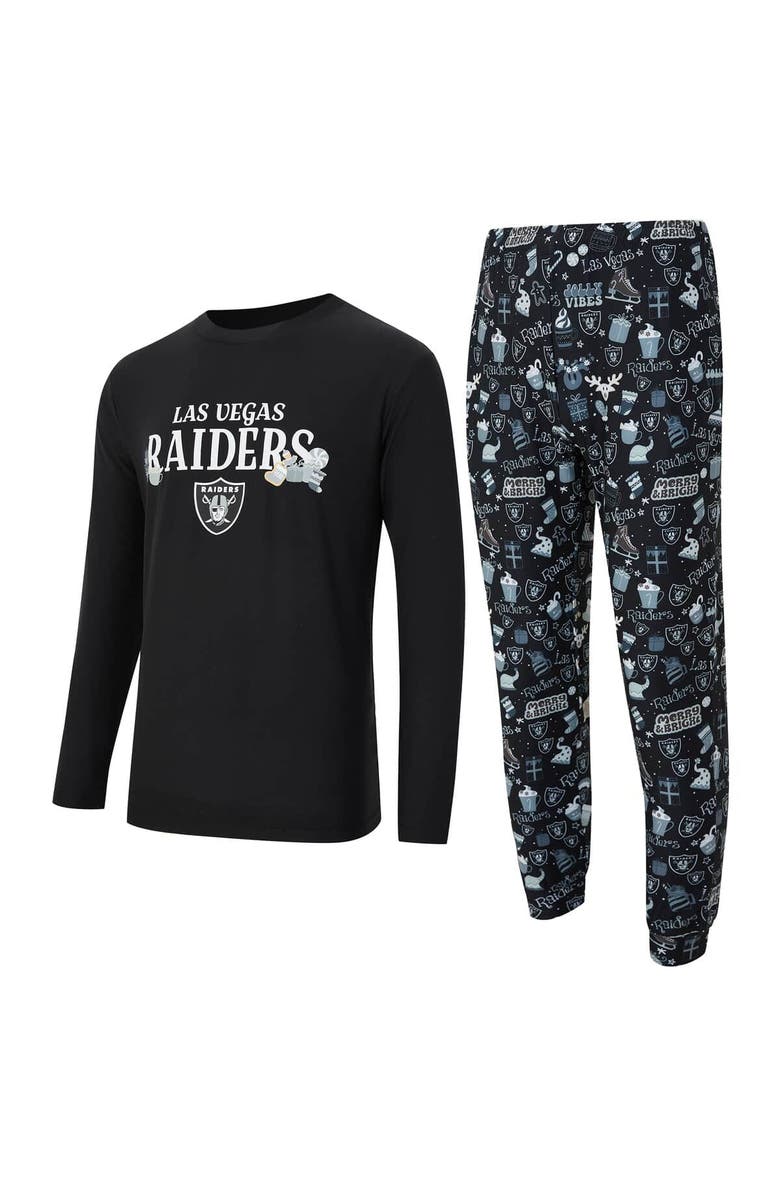 CONCEPTS SPORT Men's Concepts Sport Black Las Vegas Raiders Chestnut Long Sleeve Top & Pants Set, Main, color, Black