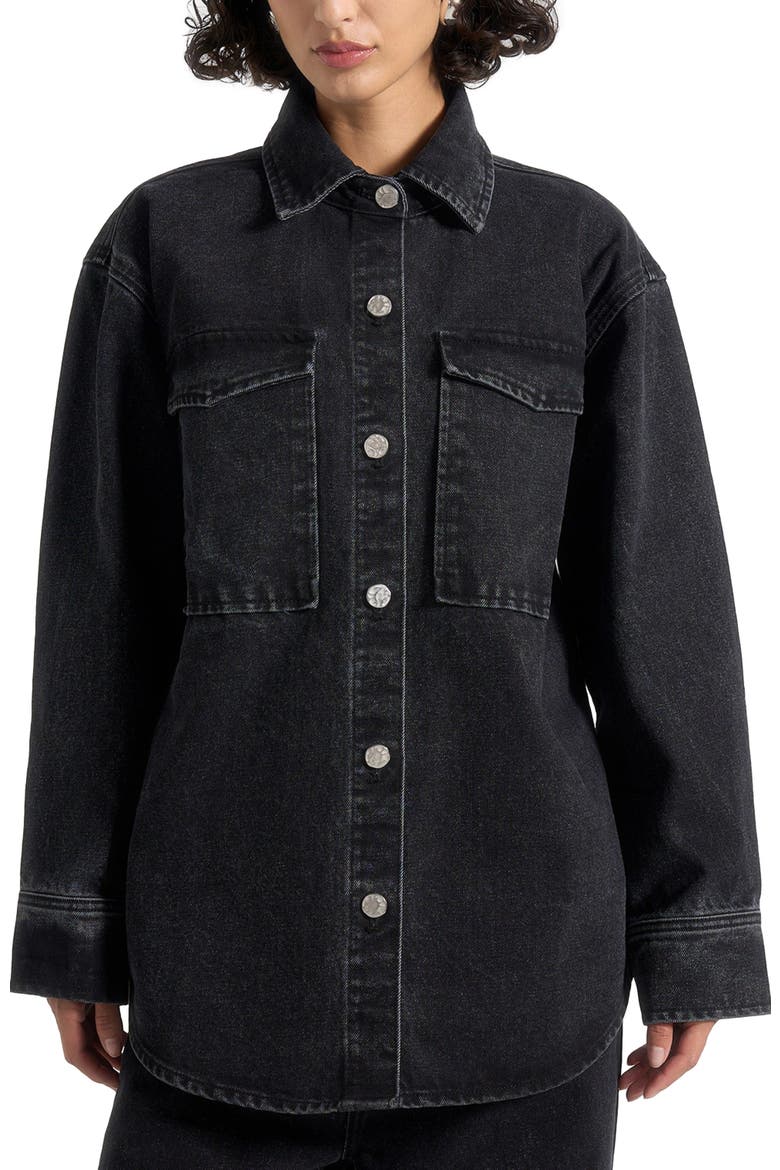 Joy Denim Oversized Shirt, Alternate, color, Washed Black