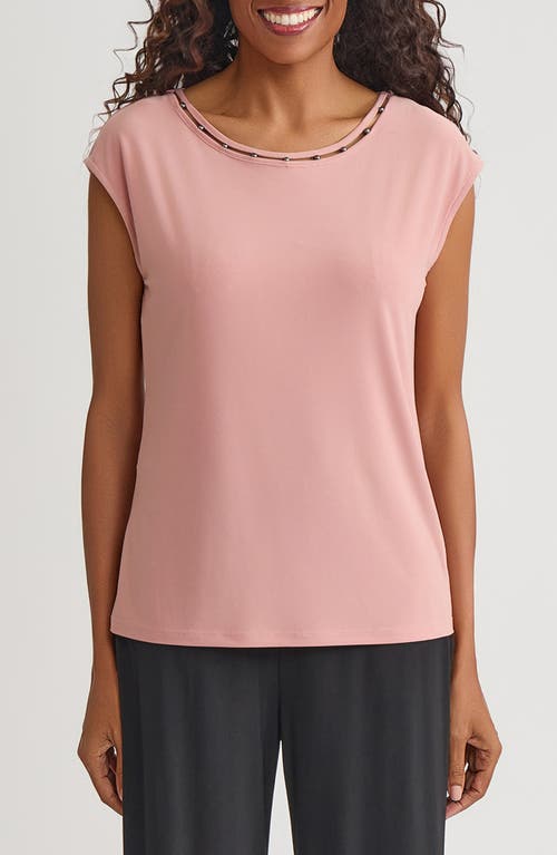 Kasper Beaded Neck Top In Pink