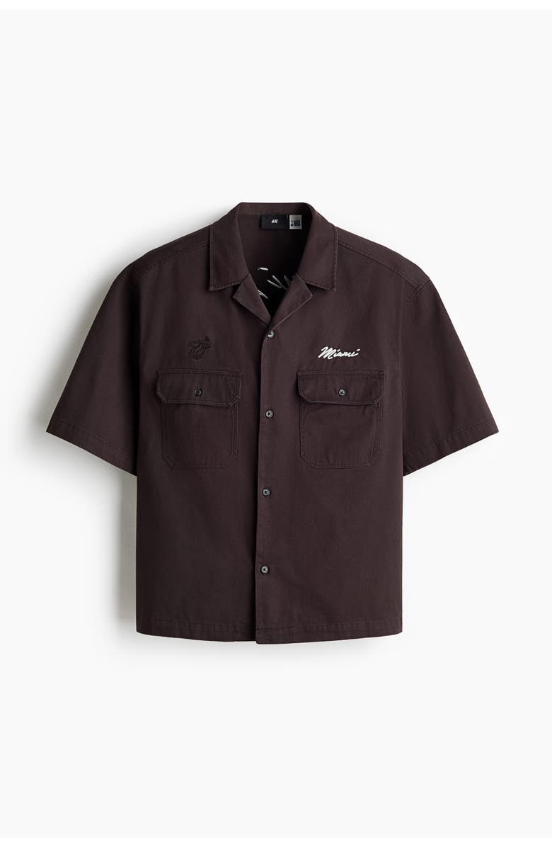 H&M Relaxed Fit Cotton Shirt, Main, color, Dark Gray/Nba