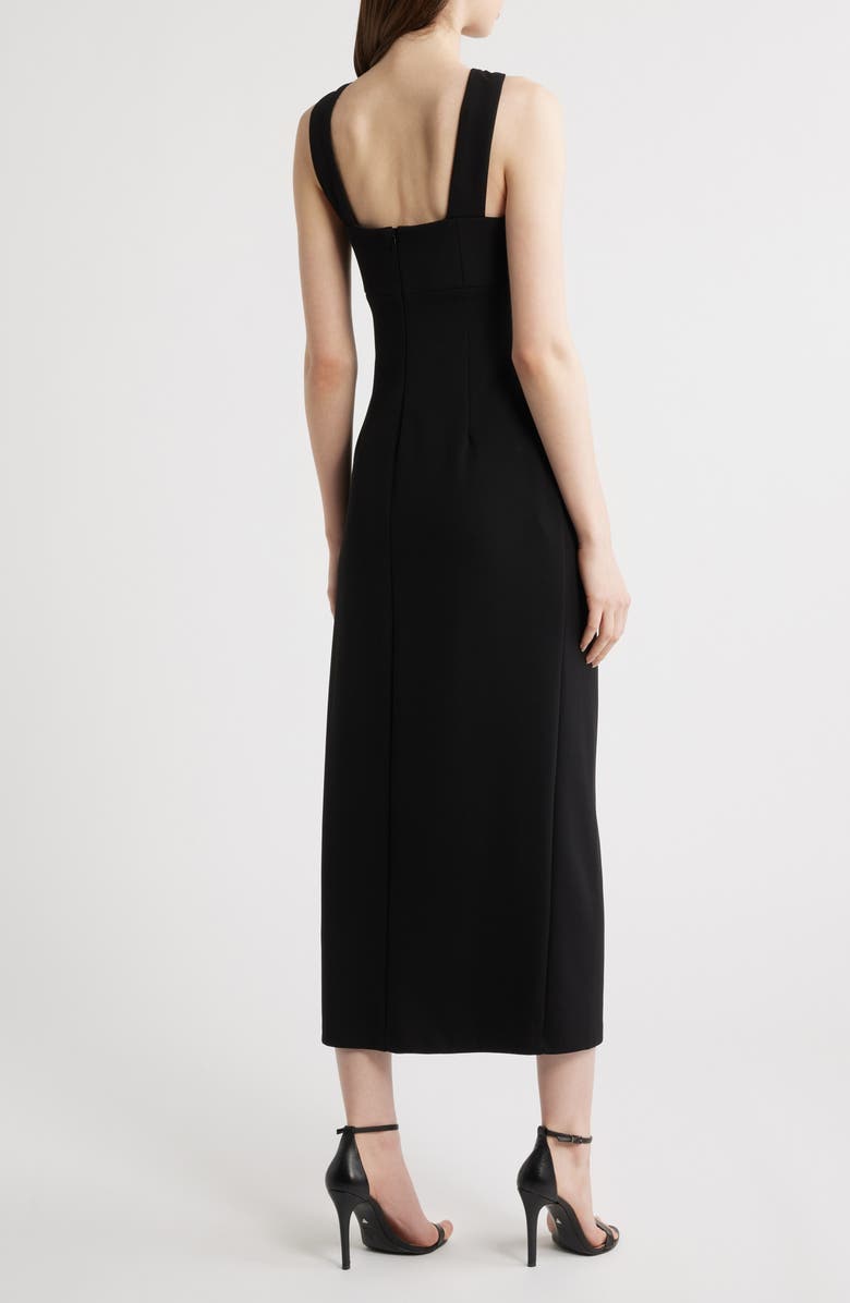 Eliza J Halter Neck Ruched Cocktail Dress, Alternate, color, Black