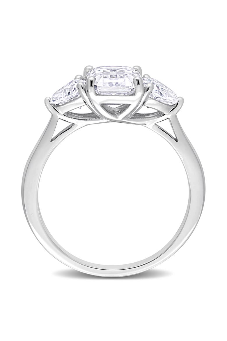 Moissanite Emerald 3-Stone Ring, Alternate, color, Sterling Silver