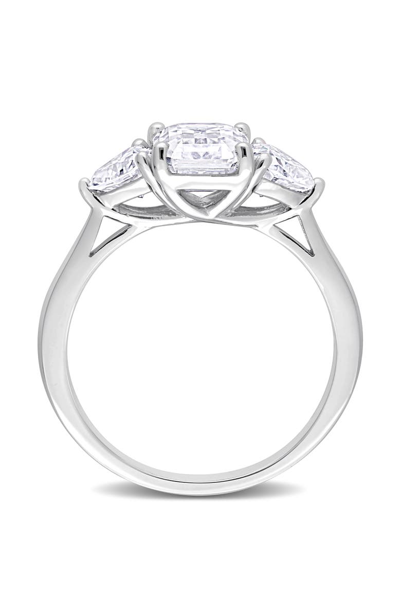 Julianna B. Moissanite Emerald 3-Stone Ring, Alternate, color, Sterling Silver