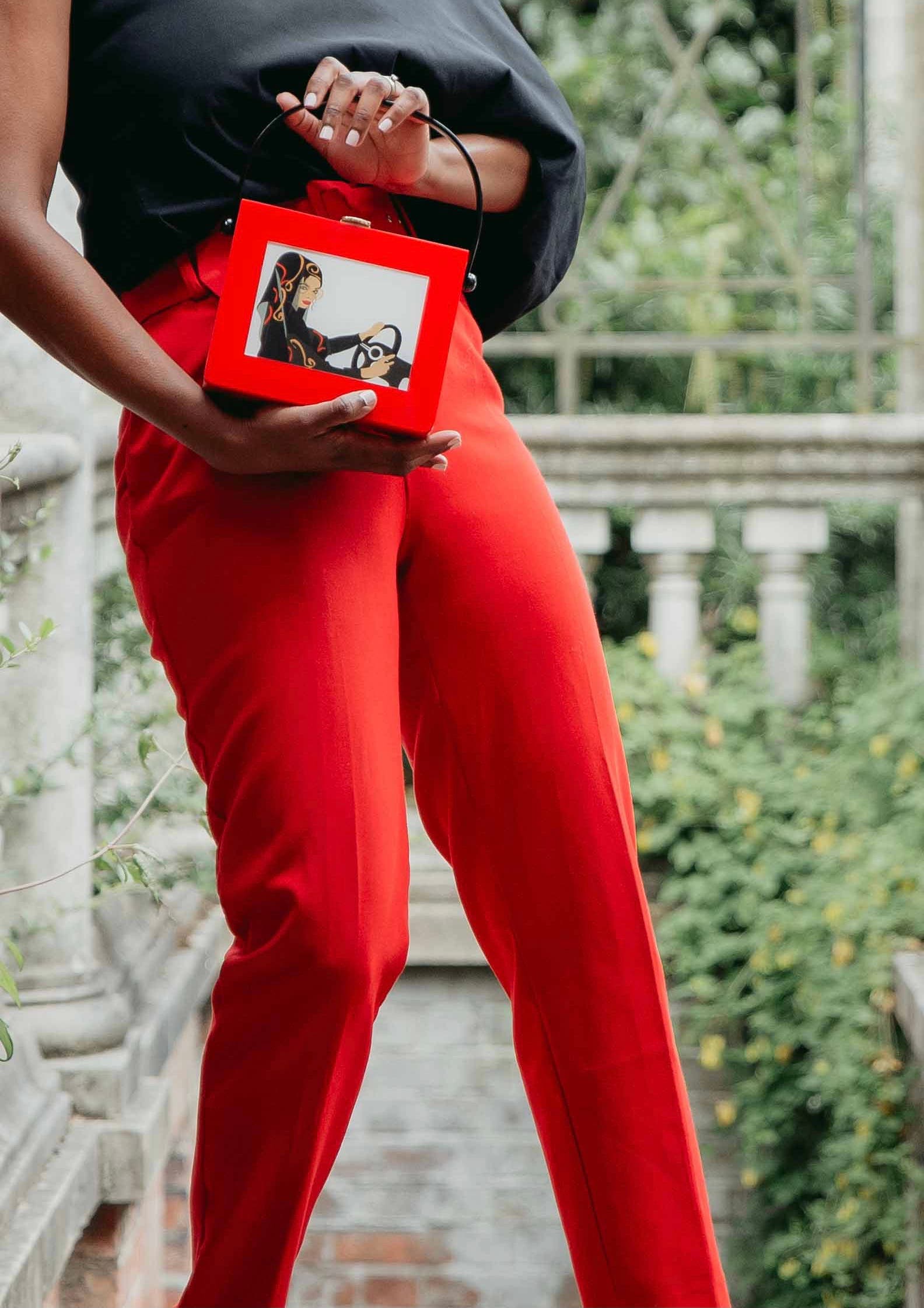 LarAllan Jamilah Acrylic Top Handle Bag, Alternate, color, Red
