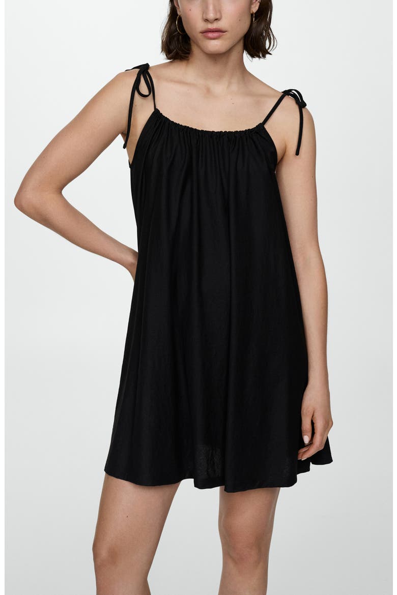 Tie Strap Shift Minidress, Alternate, color, BLACK