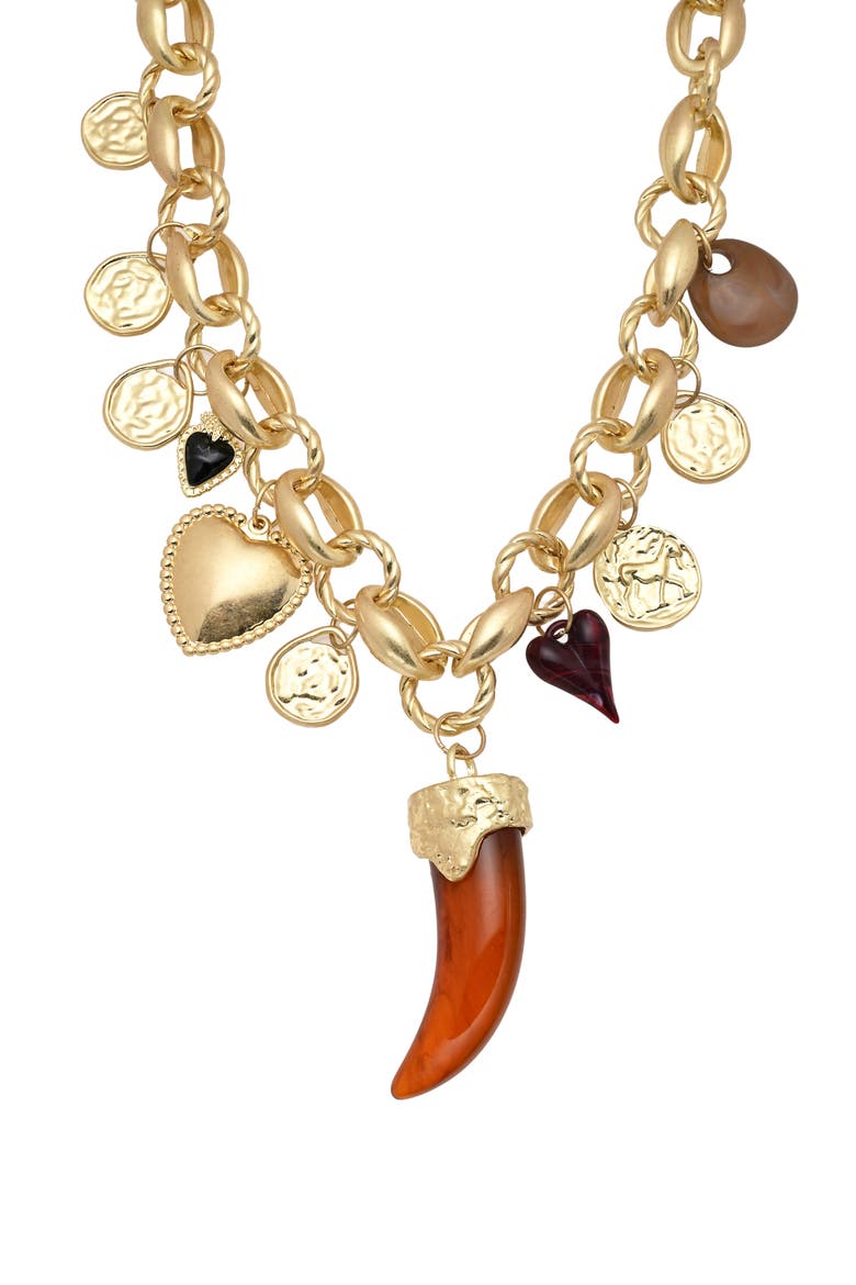 Capri Charm Necklace, Main, color, GOLD