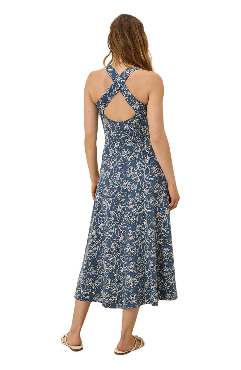 Pact Organic Cotton Fit & Flare Open Back Maxi Dress, Alternate, color, Looking Glass Floral