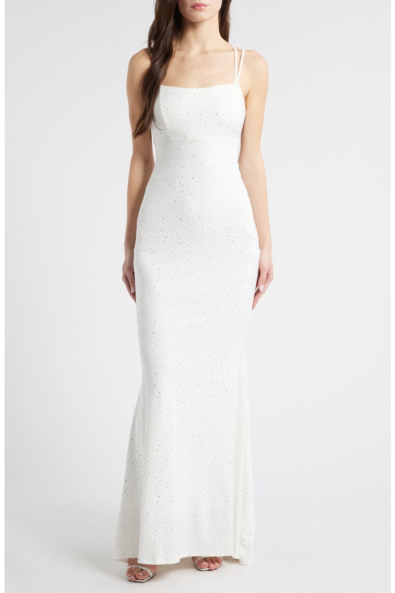 Rhinestone Strappy Gown, Main, color, WHITE