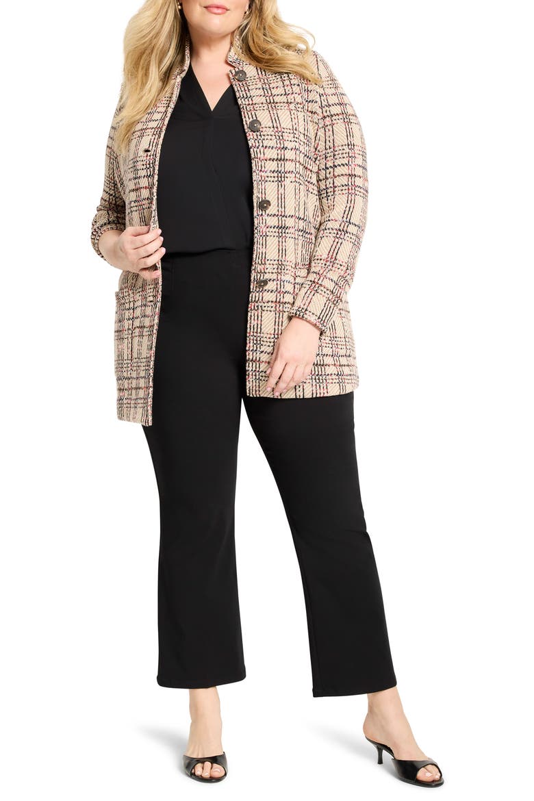 Stitchy Plaid Cotton Knit Blazer, Alternate, color, NEUTRAL MULTI