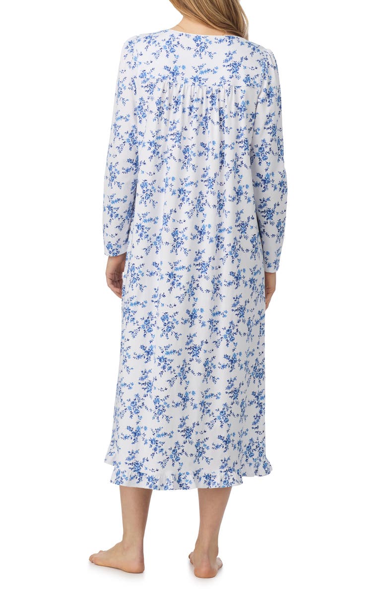 Eileen West Long Sleeve Cotton Nightgown, Alternate, color, White/ Navy