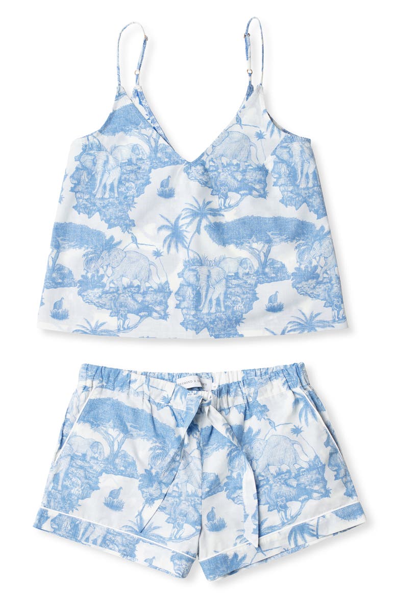Print Cotton Cami Pajamas, Alternate, color, LOXODONTA BLUE