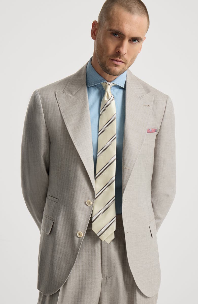 Brunello Cucinelli Chevron deconstructed blazer, Alternate, color, Light Grey