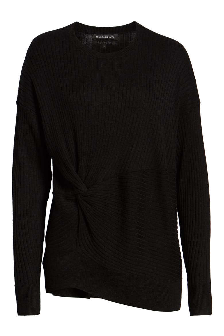 Knot Detail Pullover (Nordstrom Exclusive), Alternate, color, BLACK