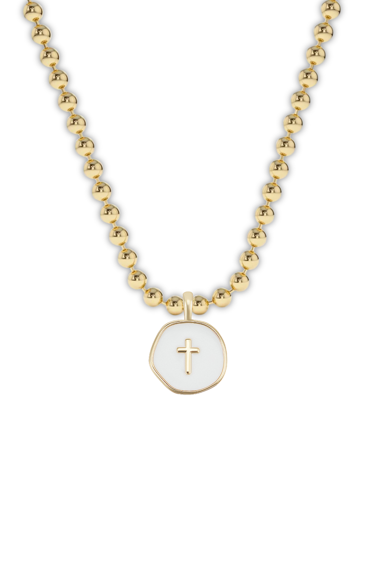 Cross Charm Necklace in Gift Bottle, Alternate, color, White
