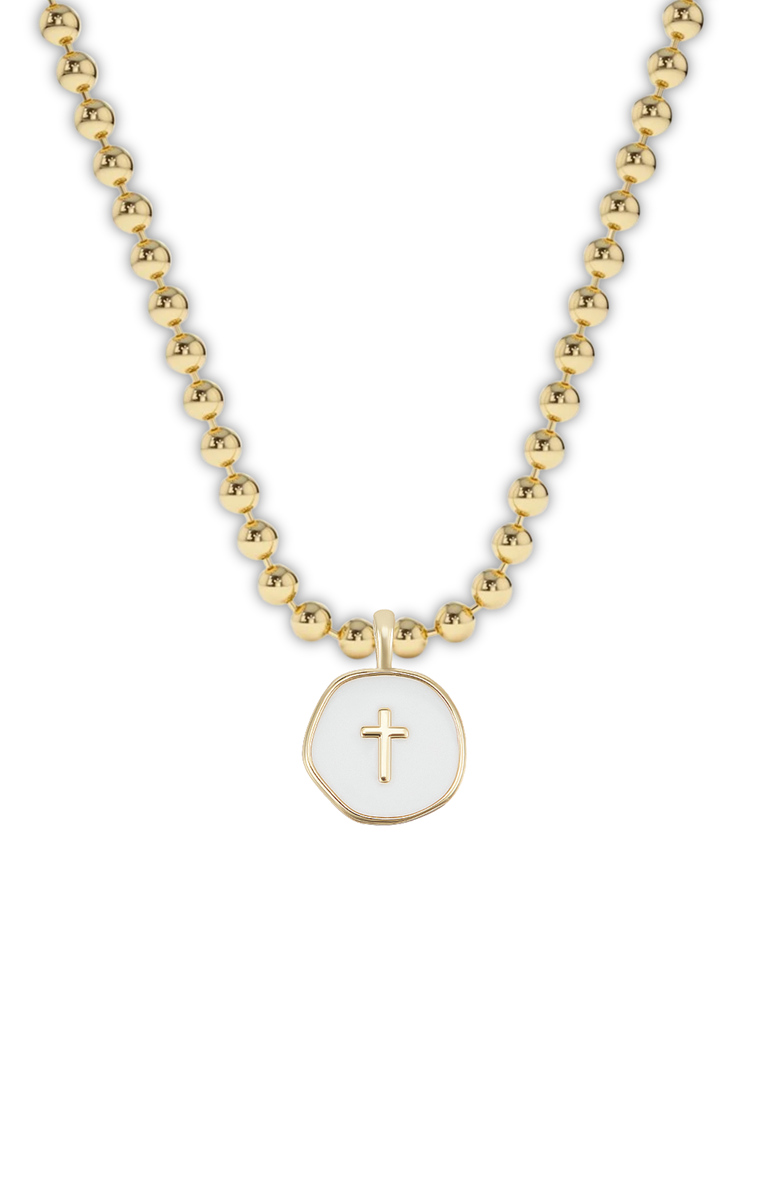 Little Miss Zoe Cross Charm Necklace, Alternate, color, White