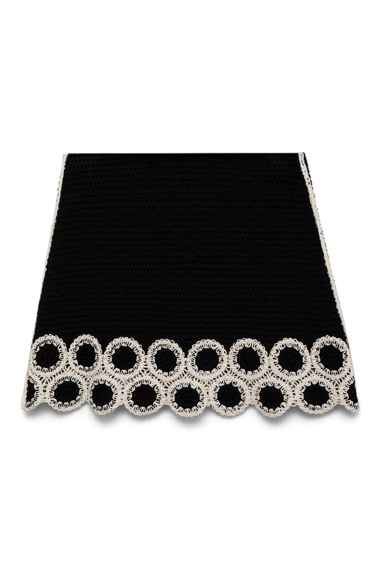 Ton Crochet Miniskirt, Alternate, color, BLACK