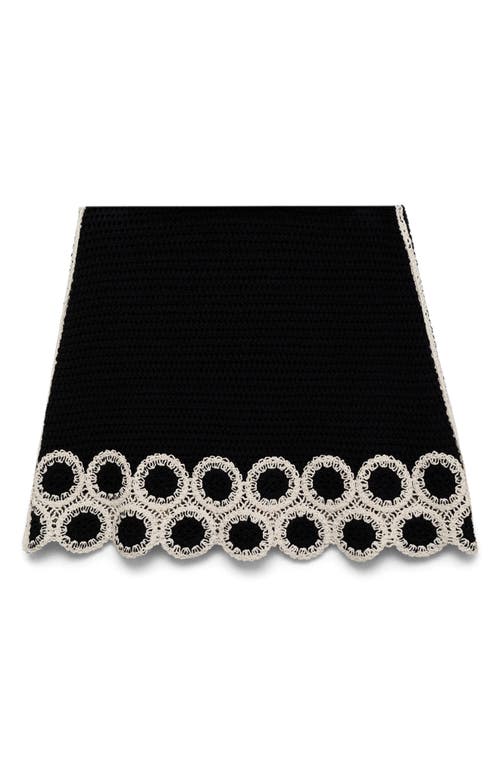 Mango Circular Print Crochet Skirt Black