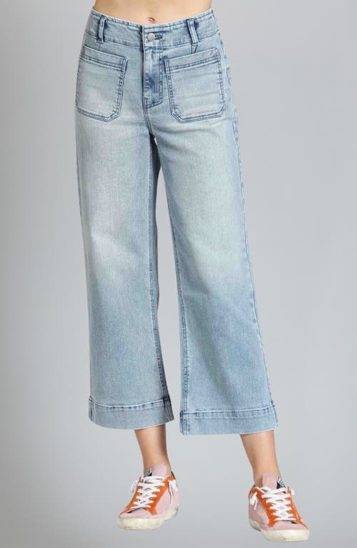 Apny Wide Leg Ankle Jeans In Light Indigo