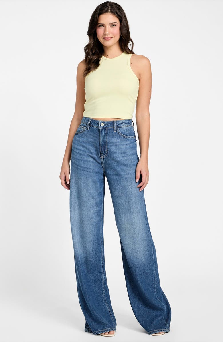 GUESS Minka Racerback Rib Tank, Alternate, color, Cotton Yellow