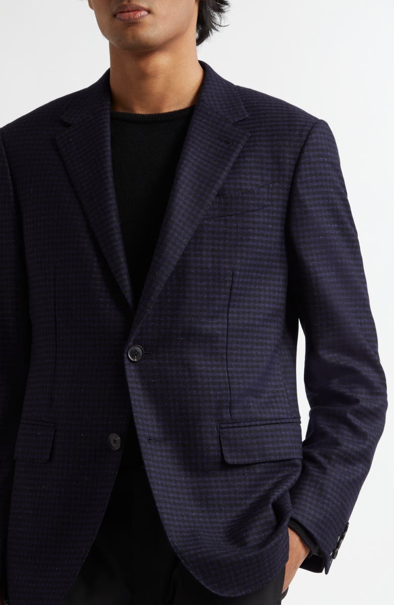 ZEGNA Check Cashmere & Linen Sport Coat, Alternate, color, Navy