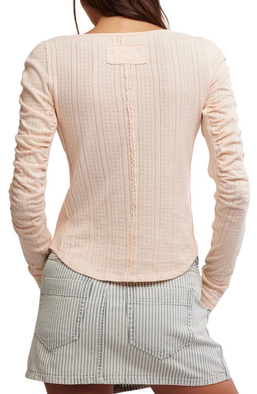 Free People Hope Henley Long Sleeve Shirt In Strawberry Float In Strawberry Float