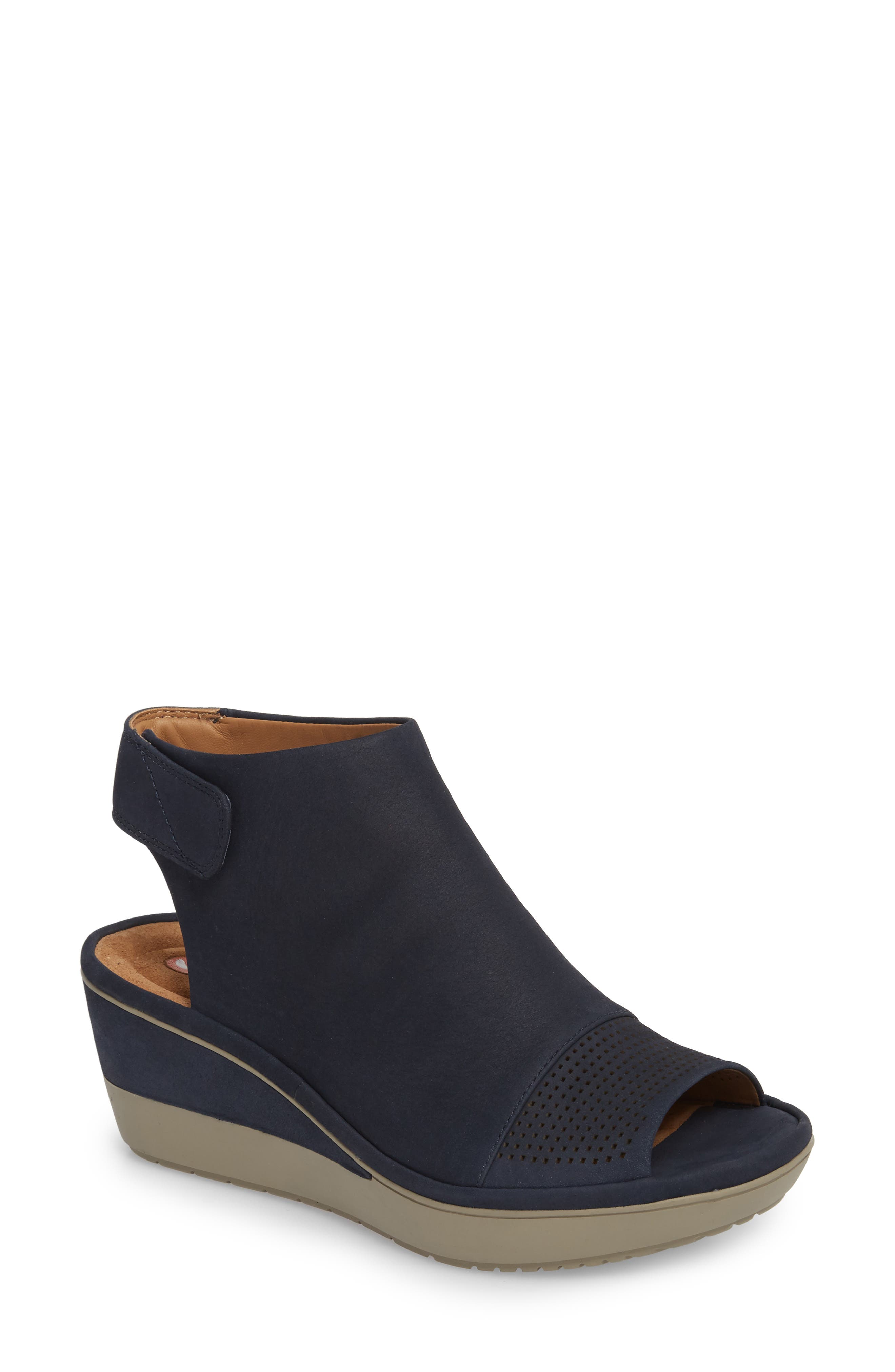 Wynnmere Abie Wedge Sandal, Main, color, NAVY NUBUCK