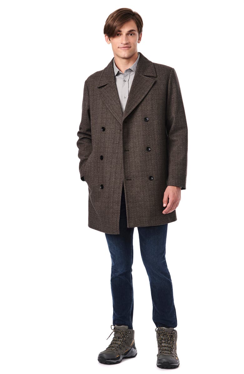 Bernardo Herringbone Double Breasted Overcoat, Alternate, color,