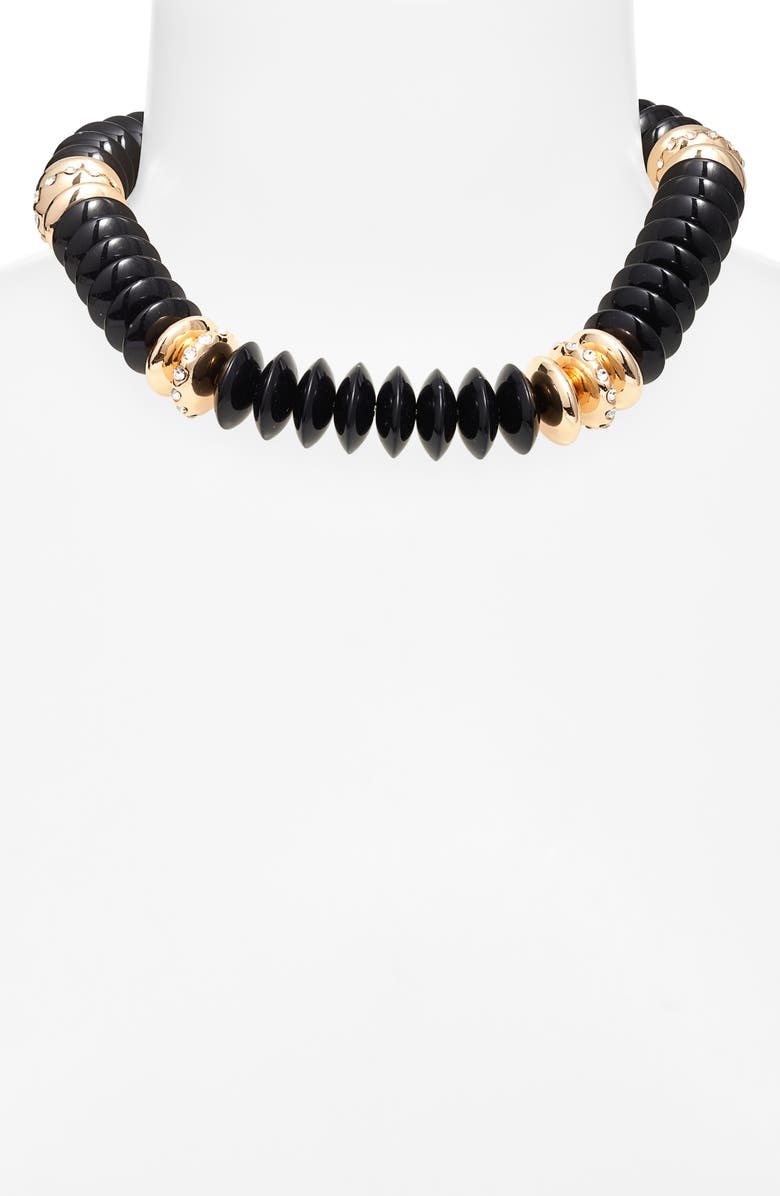 Open Edit Beaded Collar Necklace, Alternate, color, Clear- Black- Gold