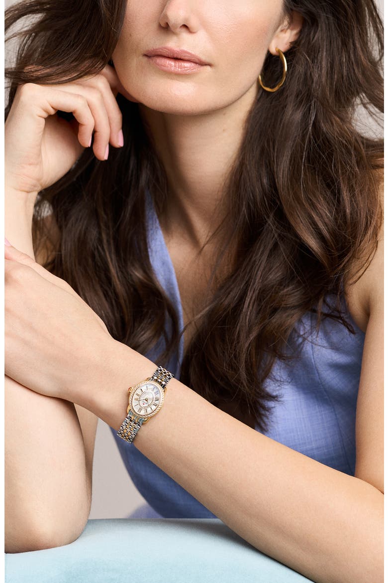Serein Oval Diamond & Mother-of-Pearl Bracelet Watch, 24mm x 27mm, Alternate, color, TWO-TONE
