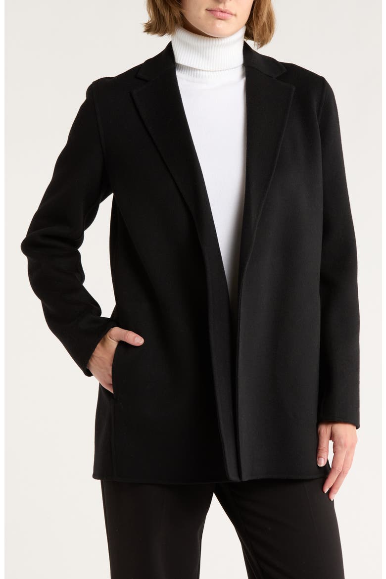 Open Front Wool Blend Blazer, Main, color, BLACK
