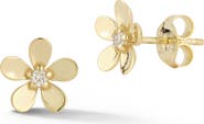 Ember Fine Jewelry 14K Yellow Gold Diamond Flower Stud Earrings