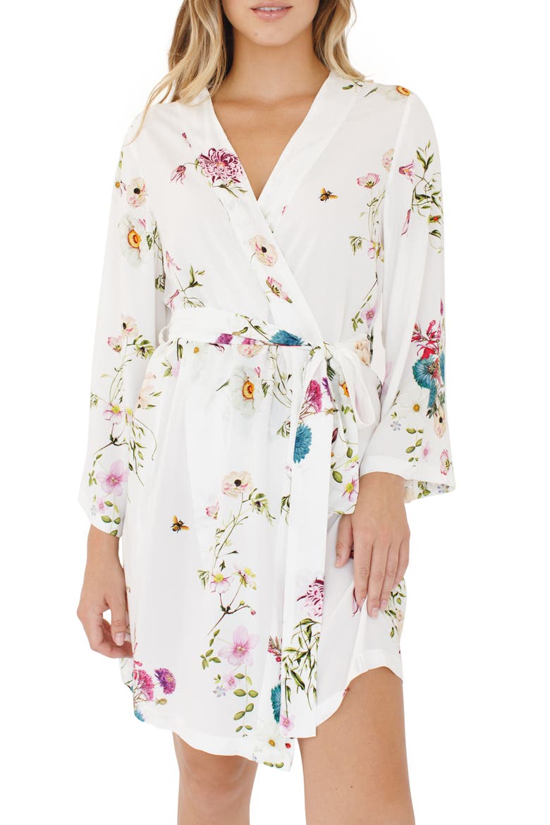 Floral Print Short Robe, Main, color, SIREN SONG