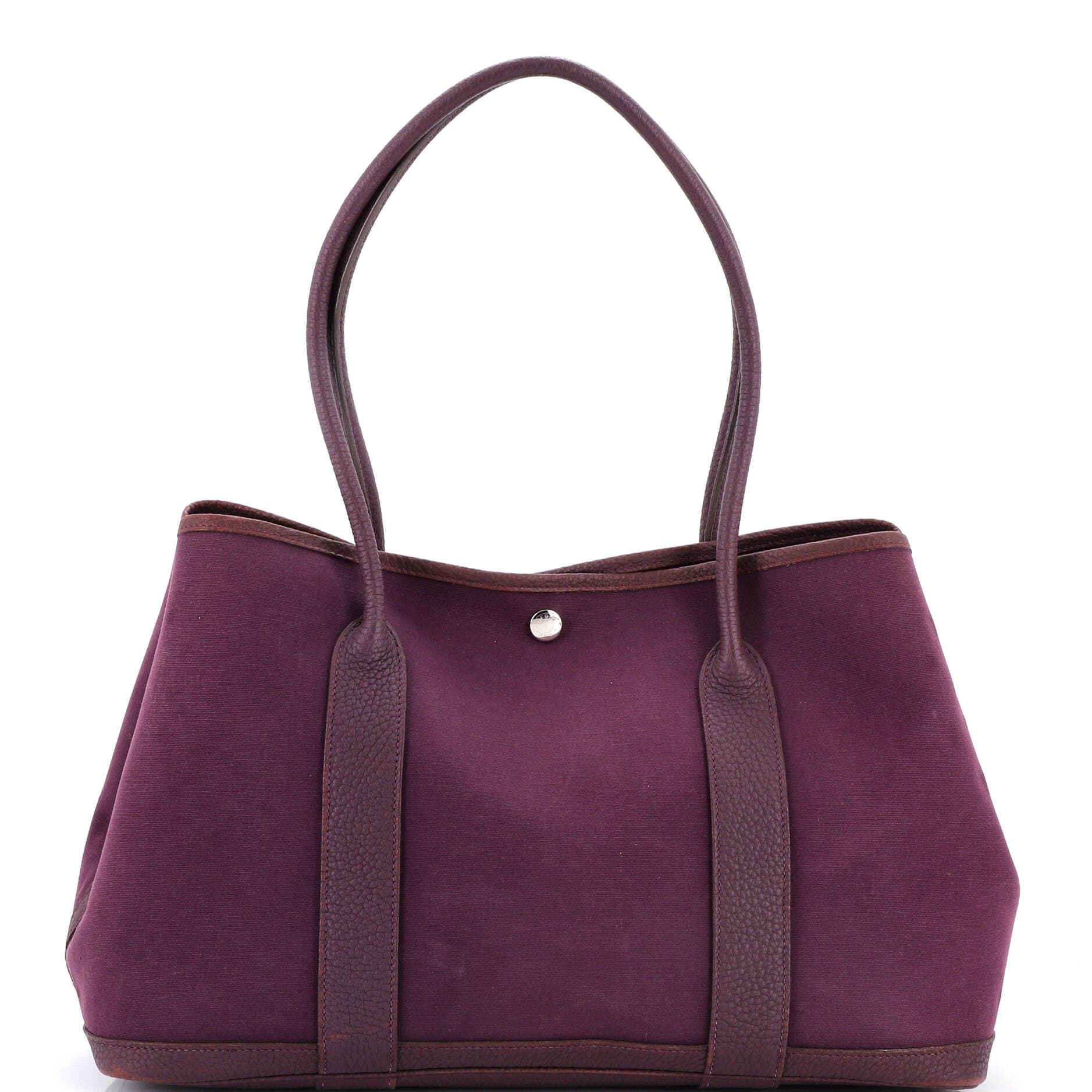 Pre-Owned Hermes Garden Party Tote Toile and Leather 36, Main, color, Cassis