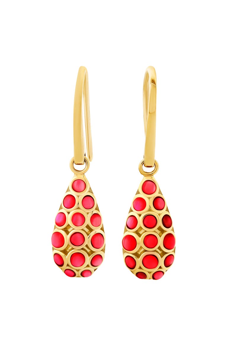 Bubble Teardrop Gold Vermeil Sterling Earrings, Main, color, Red