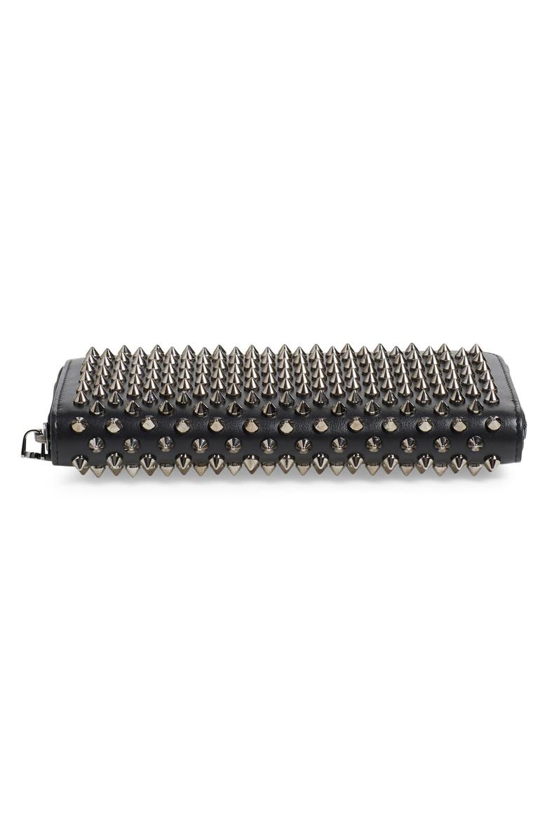 'Panettone' Spiked Calfskin Wallet, Alternate, color, BLACK/ GUN METAL