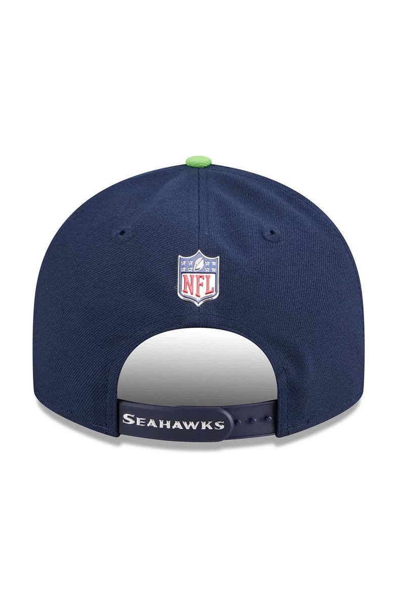 New Era Men's New Era  College Navy/Neon Green Seattle Seahawks 2026 NFL Draft On Stage Pre-Curved 9FIFTY Snapback Hat, Alternate, color, College Navy
