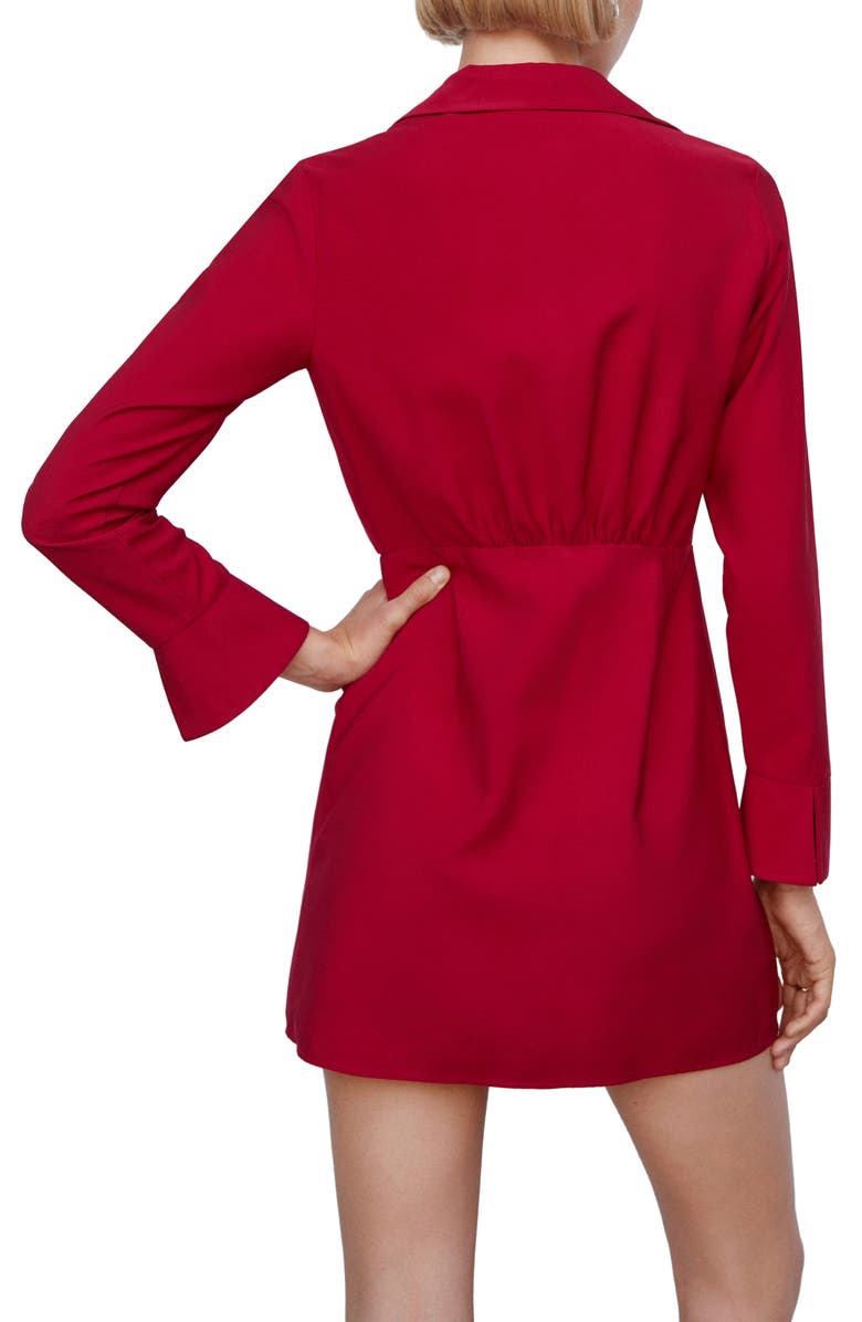 MANGO Knot Detail Long Sleeve Mini Shirtdress, Alternate, color, 