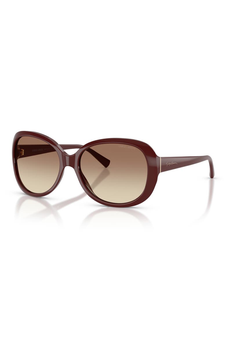 56mm Round Sunglasses, Alternate, color, BURGUNDY / BROWN GRADIENT