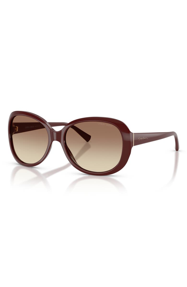 ARMANI 56mm Round Sunglasses, Alternate, color, Burgundy / Brown Gradient