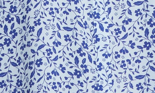 Nydj Print Pleat Back Sleeveless Split Neck Blouse In Blue