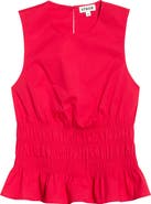 STAUD Culver Smocked Sleeveless Top