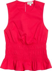STAUD Culver Smocked Sleeveless Top
