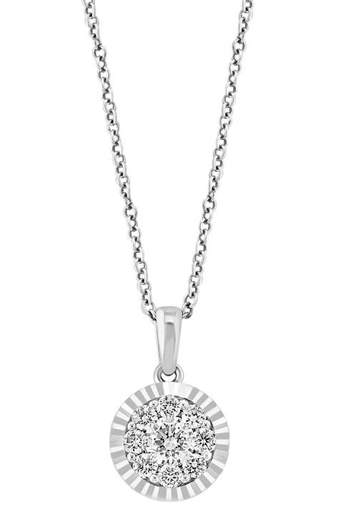 14K White Gold Diamond Pendant Necklace - 0.47ct