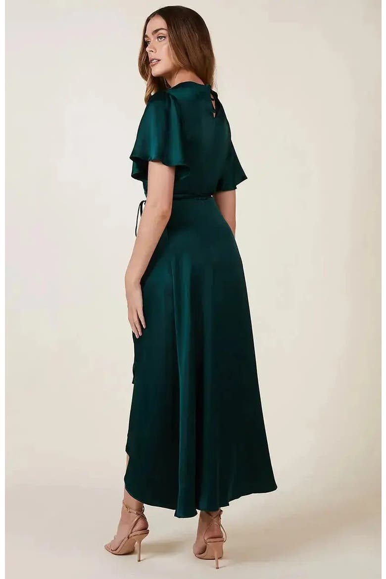 Florence Waterfall Hem Dress, Alternate, color, Forest Green