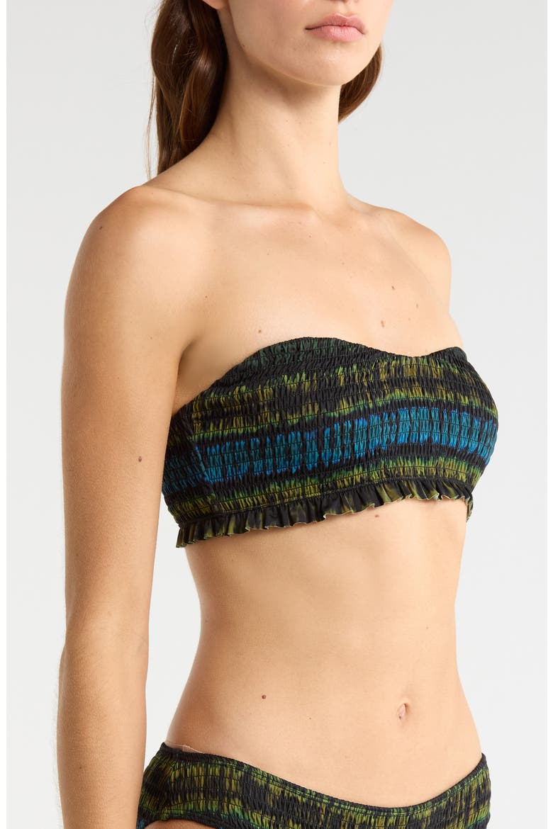 Marseille Tie Dye Smocked Bikini Top, Alternate, color, LAGOON