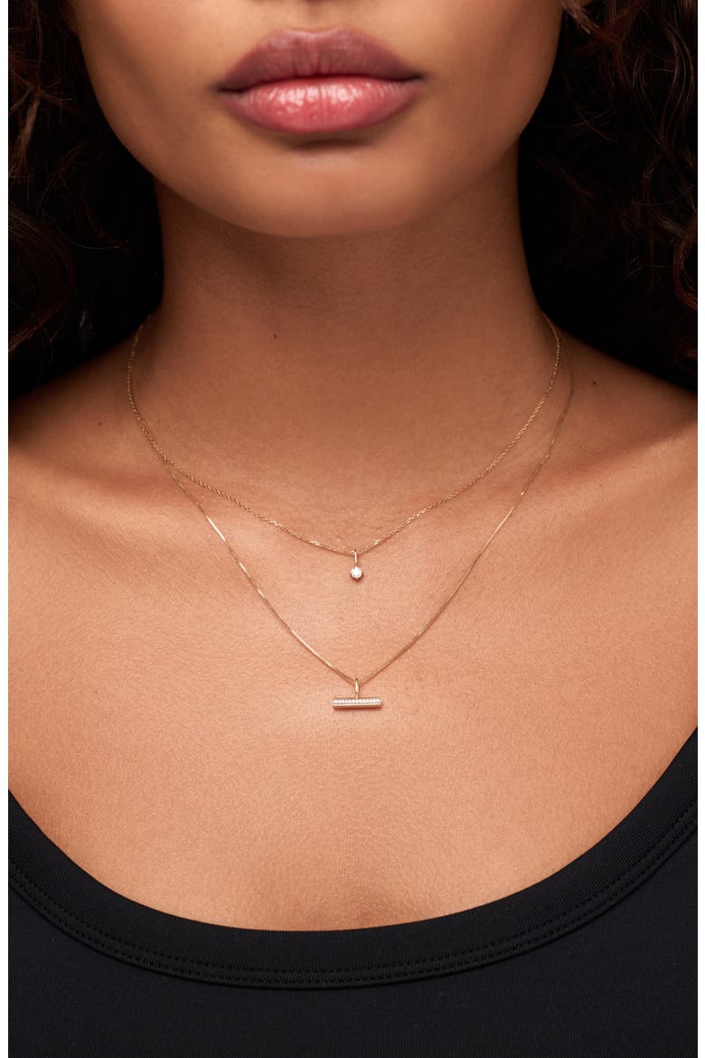 Solid Yellow Gold - Trillion Diamond Charm Necklace, Alternate, color, Gold