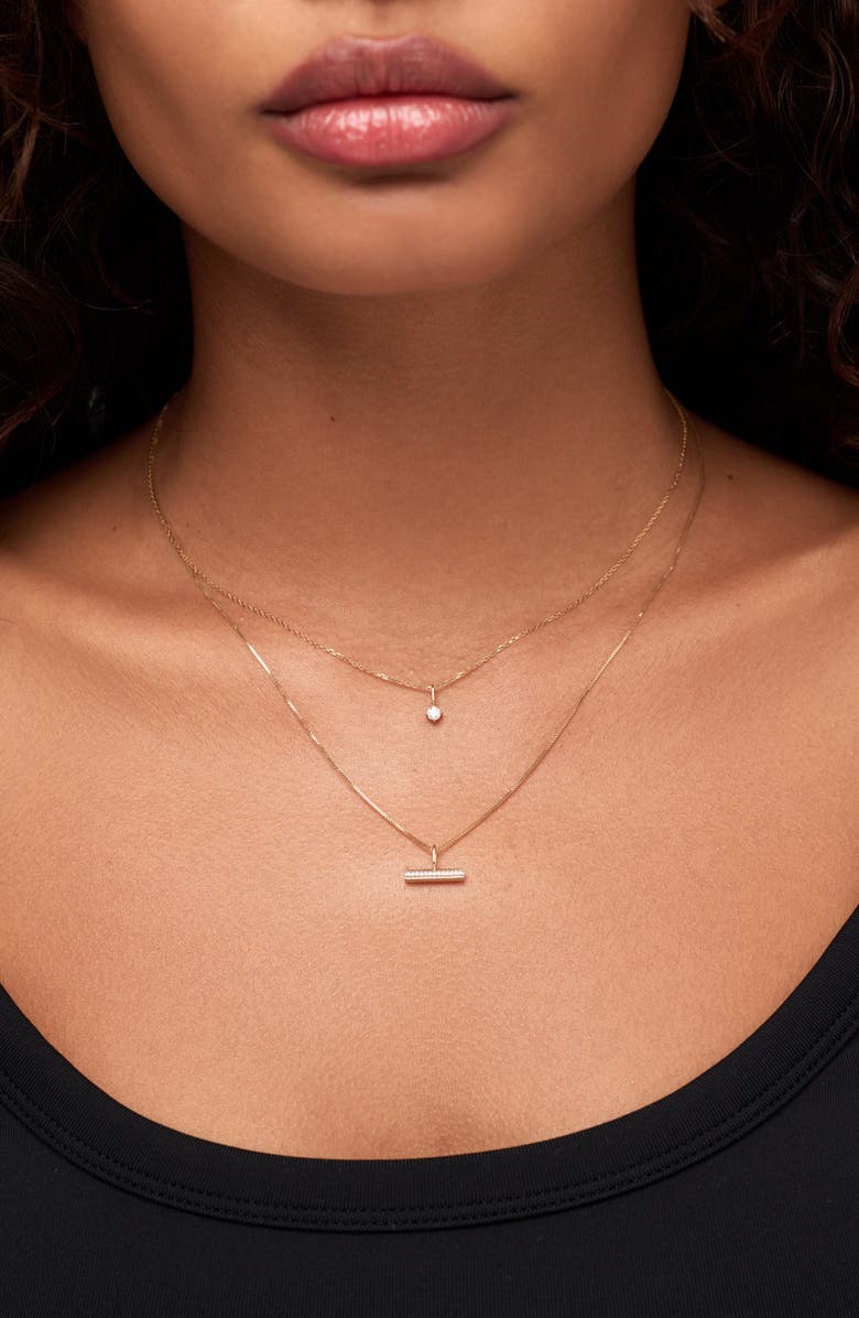 Ana Luisa Solid Yellow Gold - Trillion Diamond Charm Necklace, Alternate, color, Gold