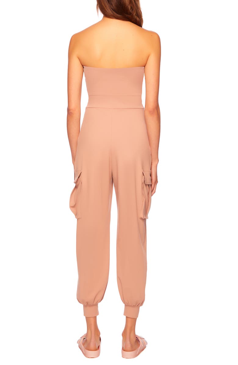 Susana Monaco Strapless Cargo Jumpsuit, Alternate, color, Brioche